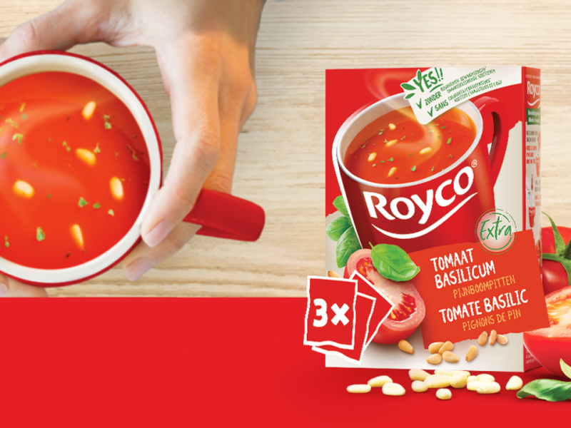 Royco soep tomaat basilicum en pijnboompitten
